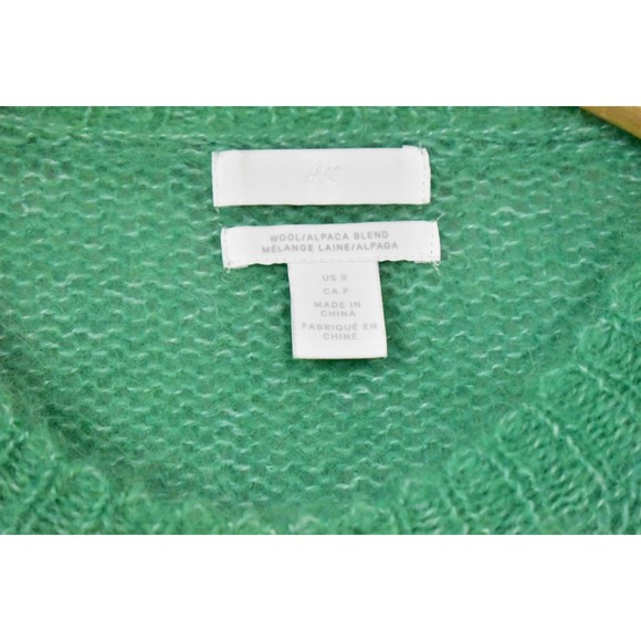 H&M Wool Alpaca Blend Sweater Size S Oversized Pullover Mint Green Fuzzy New - Picture 4 of 11